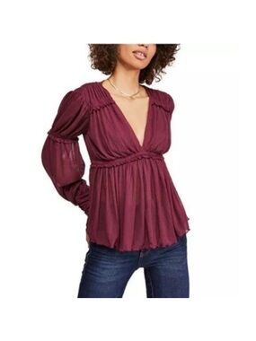 Free People Day Dreaming Fig Sorbet Blouse